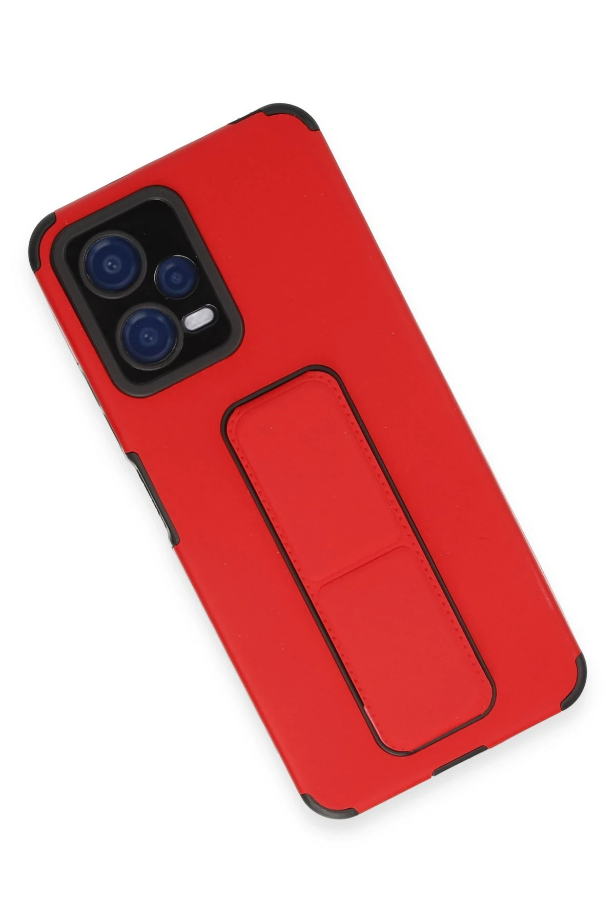 Newface Xiaomi Poco X5 5G Kılıf Mega Standlı Silikon - Kırmızı