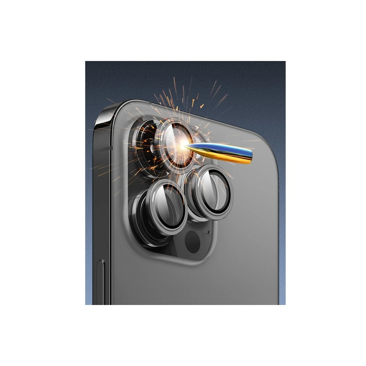 URR Apple iPhone 16 Titanium Alloy AR Kamera Lens Koruyucu - Siyah