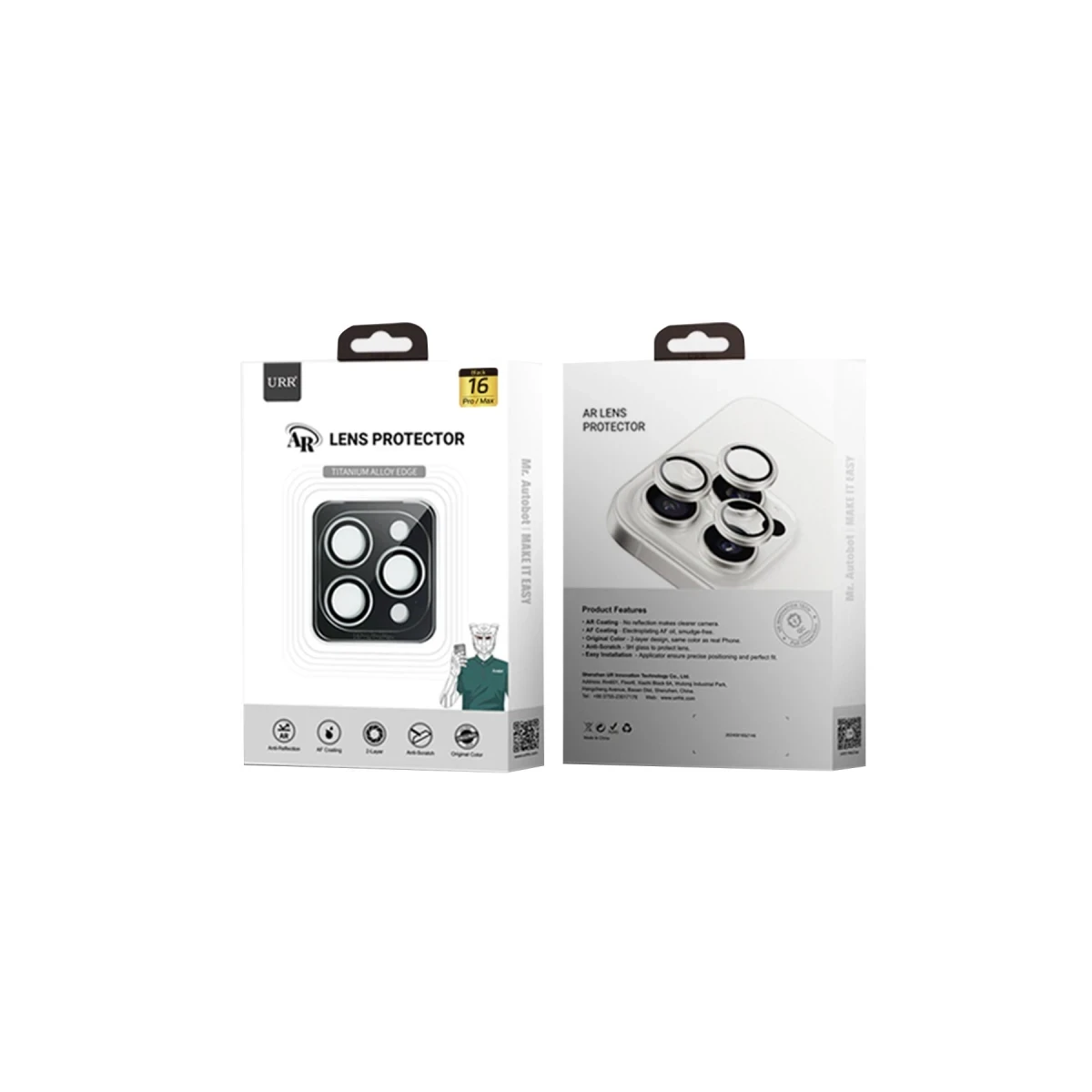 URR Apple iPhone 16 Titanium Alloy AR Kamera Lens Koruyucu - Mavi