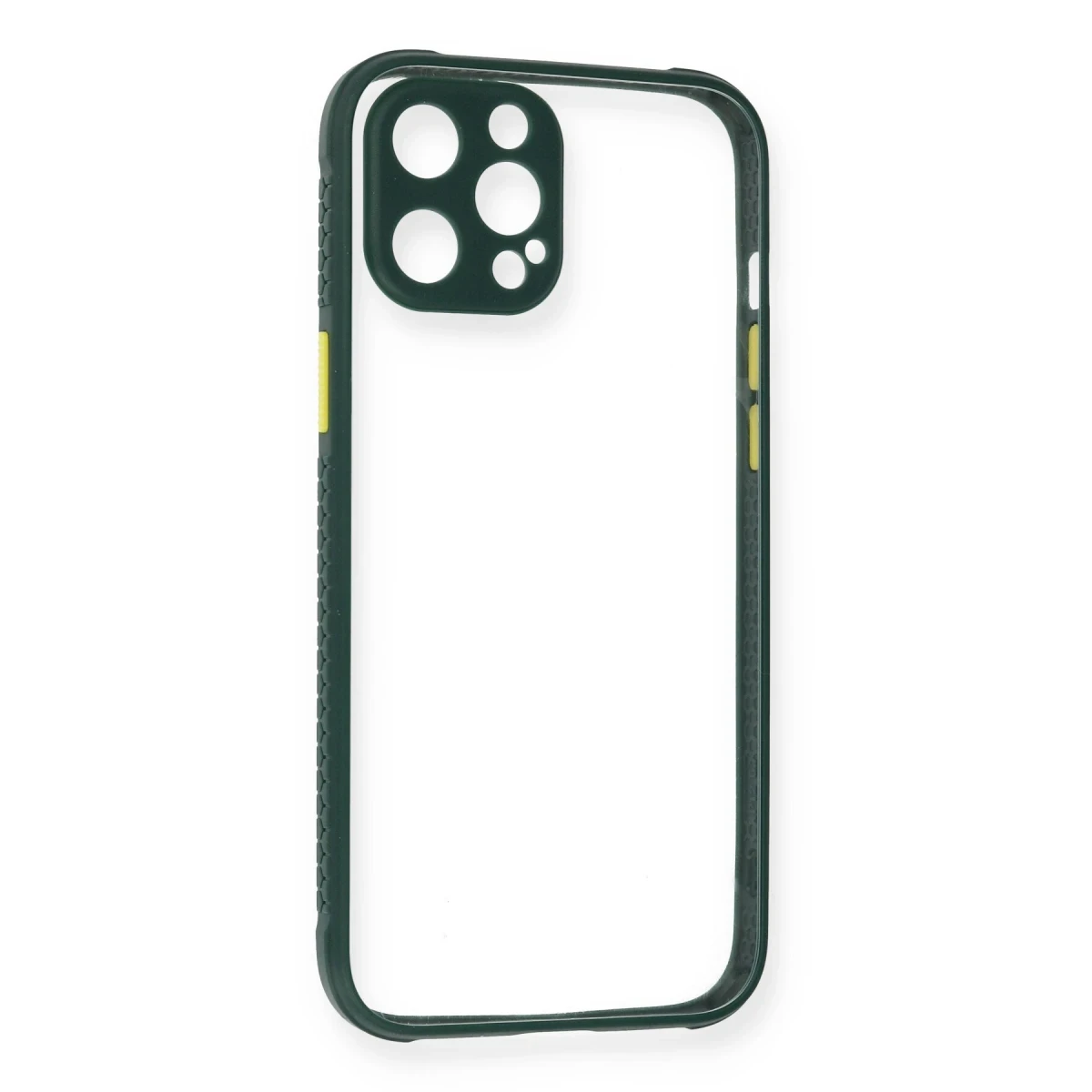 Newface Apple iPhone 12 Pro Max Kılıf Miami Şeffaf Silikon - Koyu Yeşil