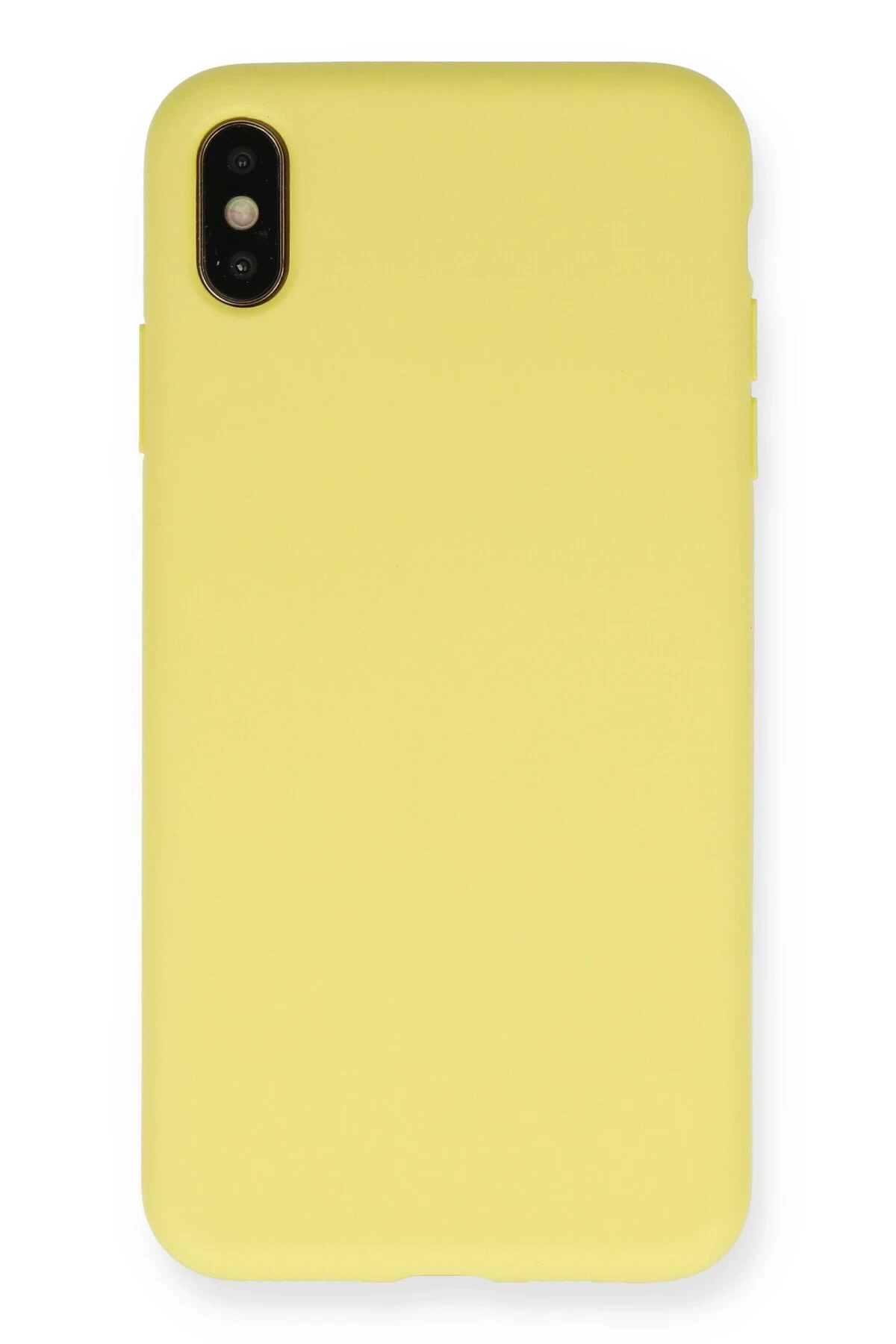 Newface iPhone XS Max Kılıf Nano içi Kadife Silikon - Mat Sarı