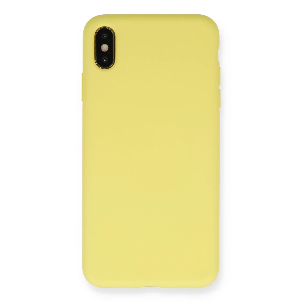 Newface Apple iPhone XS Max Kılıf Nano içi Kadife Silikon - Mat Sarı