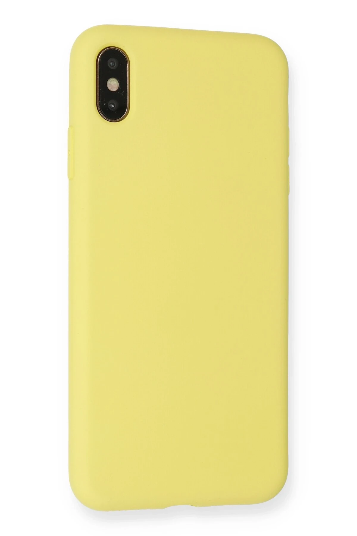 Newface iPhone XS Max Kılıf Nano içi Kadife Silikon - Mat Sarı