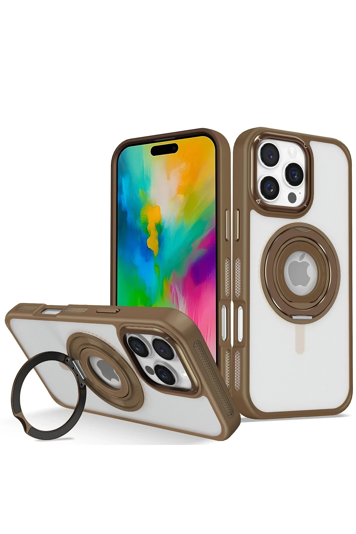 Joko iPhone 16 Pro Banza Magsafe Standlı Kapak - Kahverengi