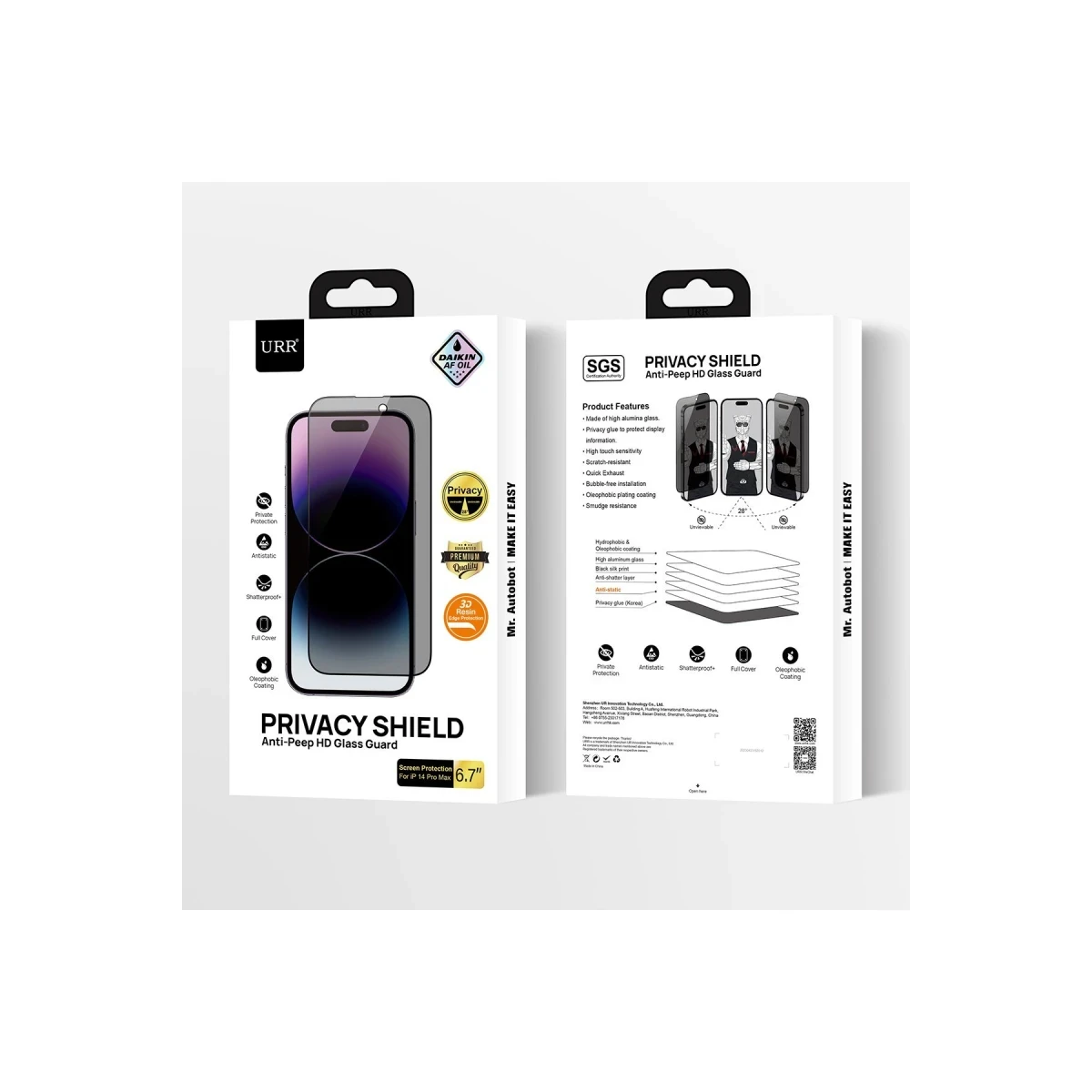URR Apple iPhone 16 Pro Max 3D Privacy Resin Edge Cam Ekran Koruyucu - Siyah