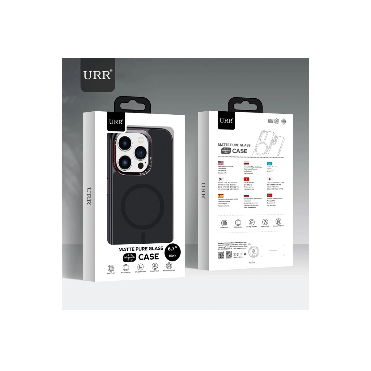 URR Apple iPhone 16 Pro Matte Pure Glass Magsafe Kapak - Siyah