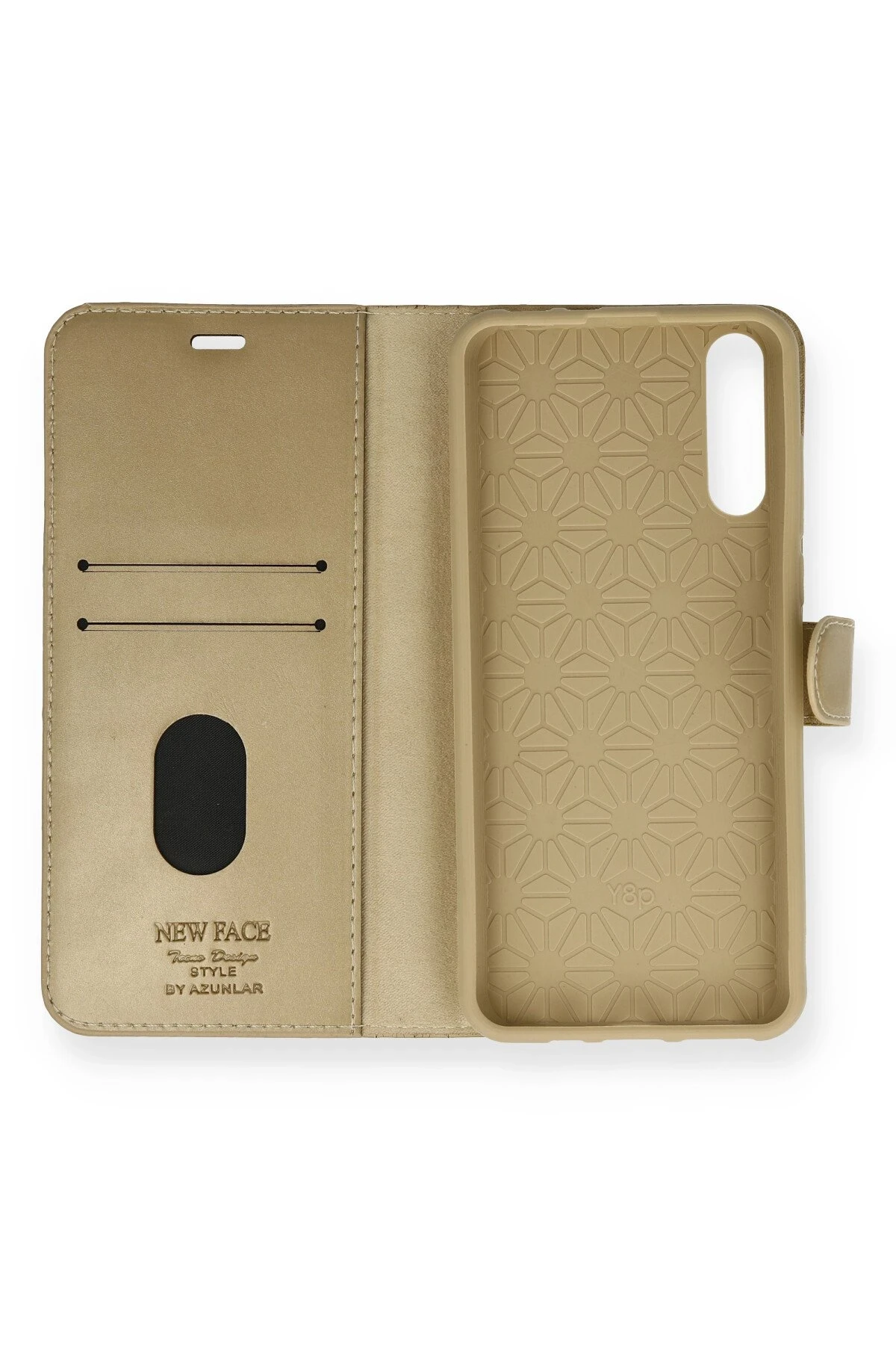 Newface Huawei P Smart S Kılıf Trend S Plus Kapaklı Kılıf - Gold