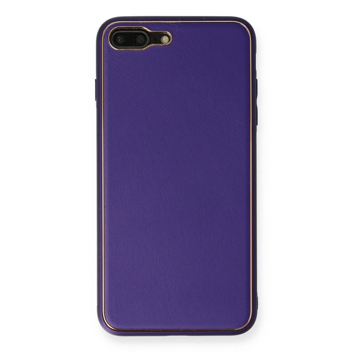 Newface Apple iPhone 7 Plus Kılıf Coco Deri Silikon Kapak - Mor