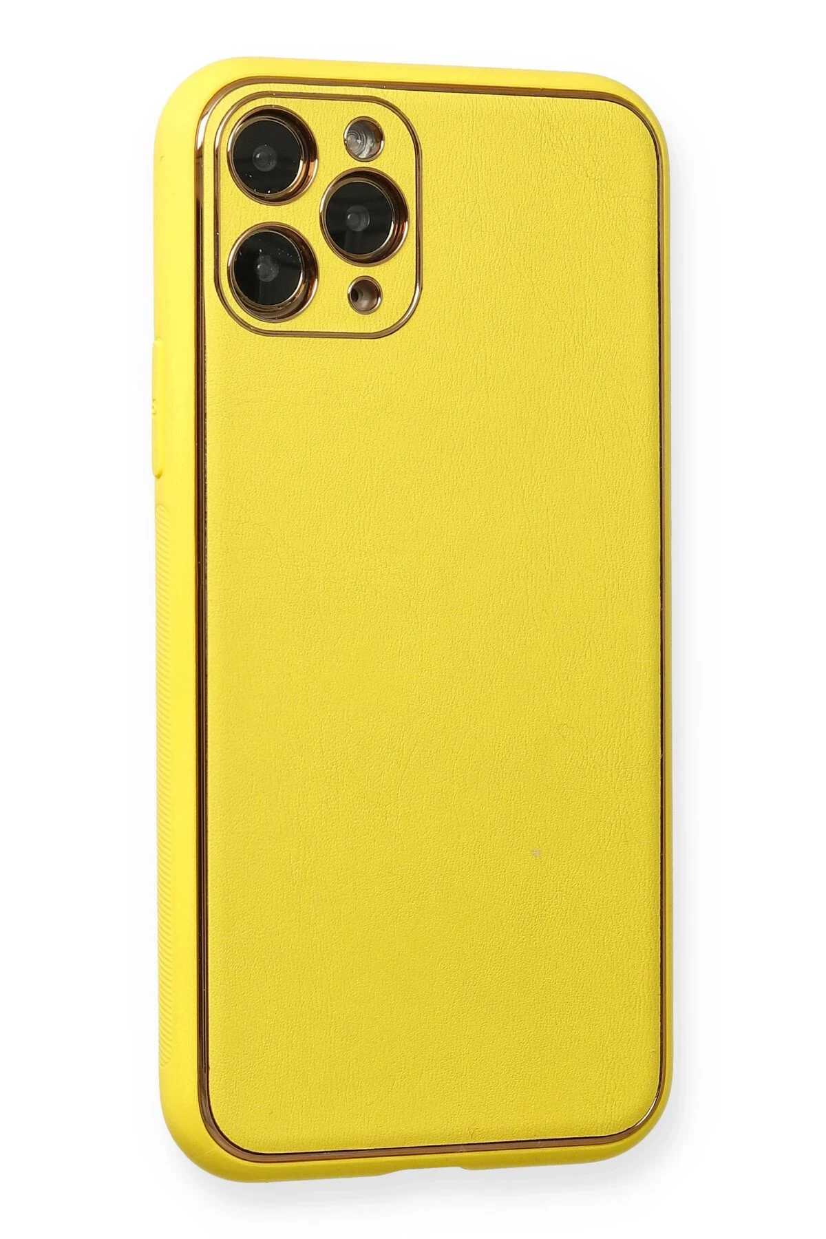 Newface iPhone 11 Pro Kılıf Coco Deri Silikon Kapak - Sarı