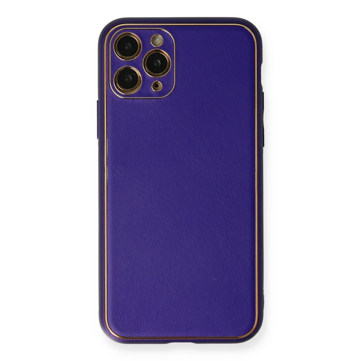 Newface Apple iPhone 11 Pro Kılıf Coco Deri Silikon Kapak - Mor