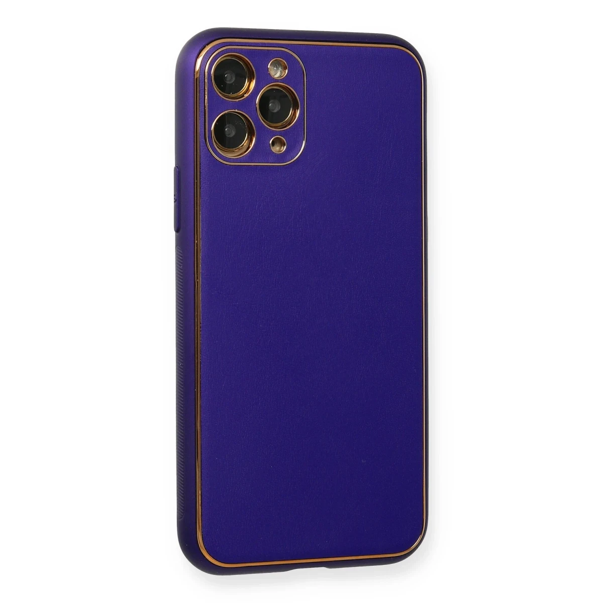 Newface Apple iPhone 11 Pro Kılıf Coco Deri Silikon Kapak - Mor