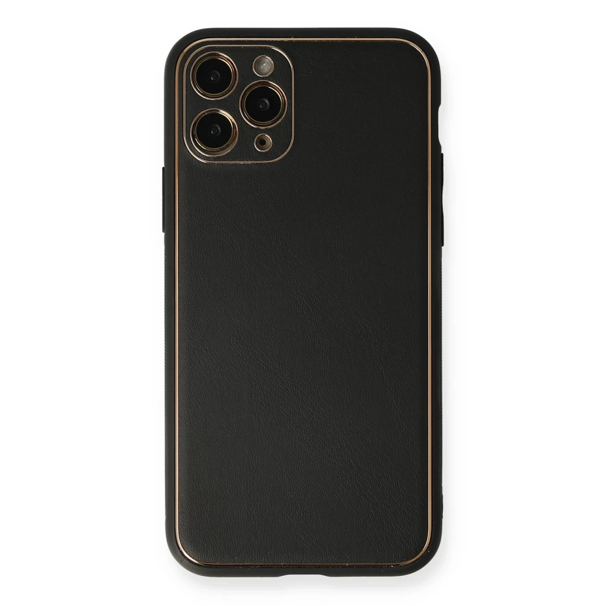 Newface Apple iPhone 11 Pro Max Kılıf Coco Deri Silikon Kapak - Siyah