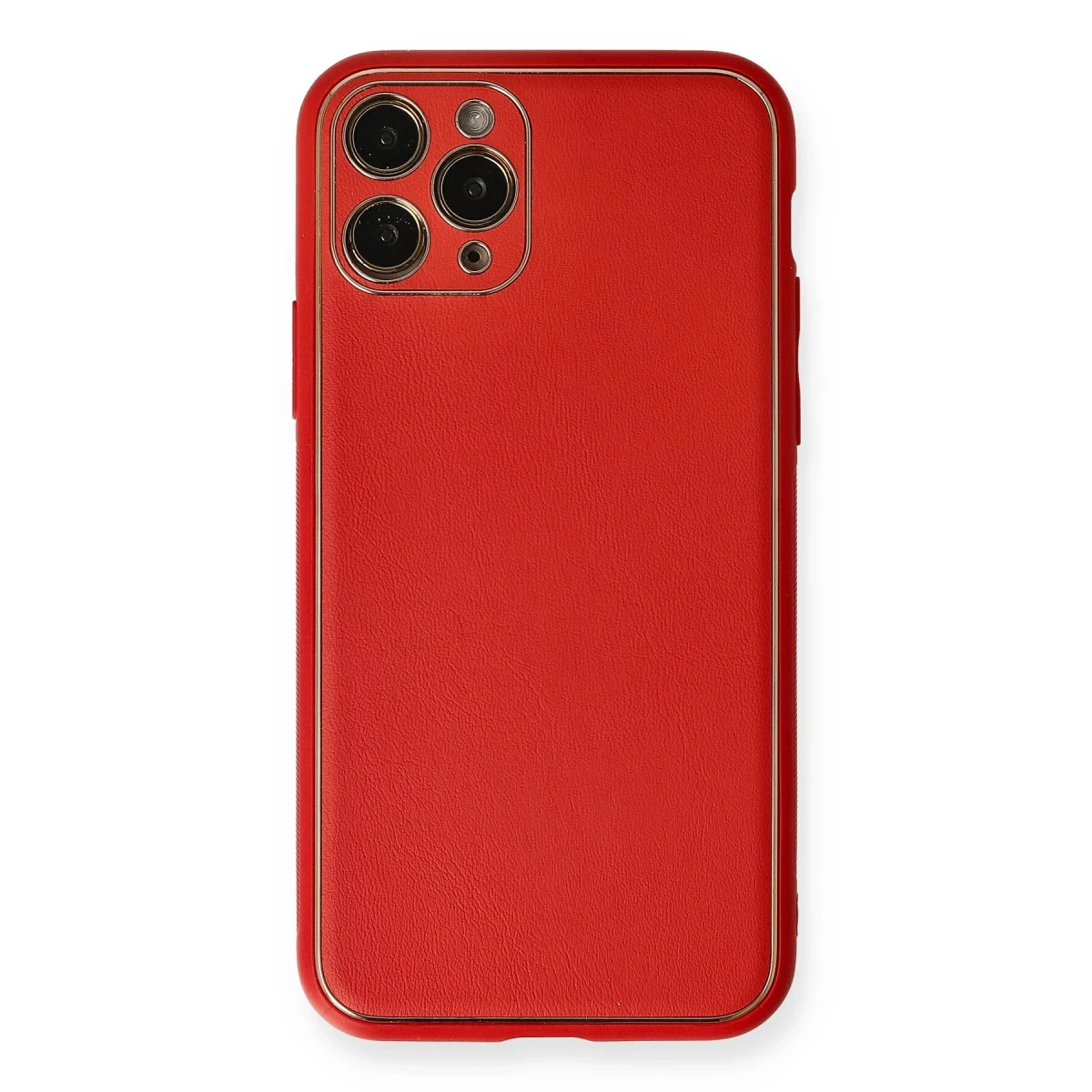Newface Apple iPhone 11 Pro Max Kılıf Coco Deri Silikon Kapak - Kırmızı