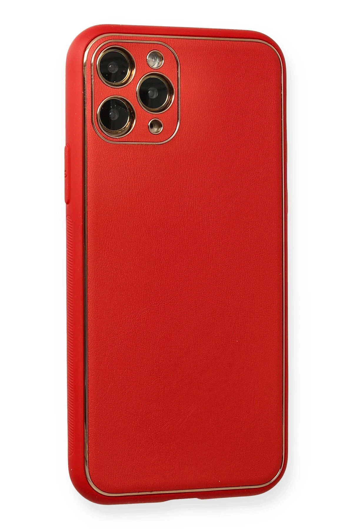 Newface iPhone 11 Pro Max Kılıf Coco Deri Silikon Kapak - Kırmızı