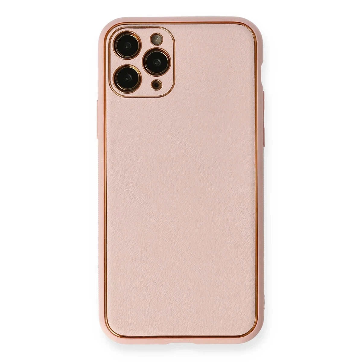 Newface Apple iPhone 11 Pro Max Kılıf Coco Deri Silikon Kapak - Pembe