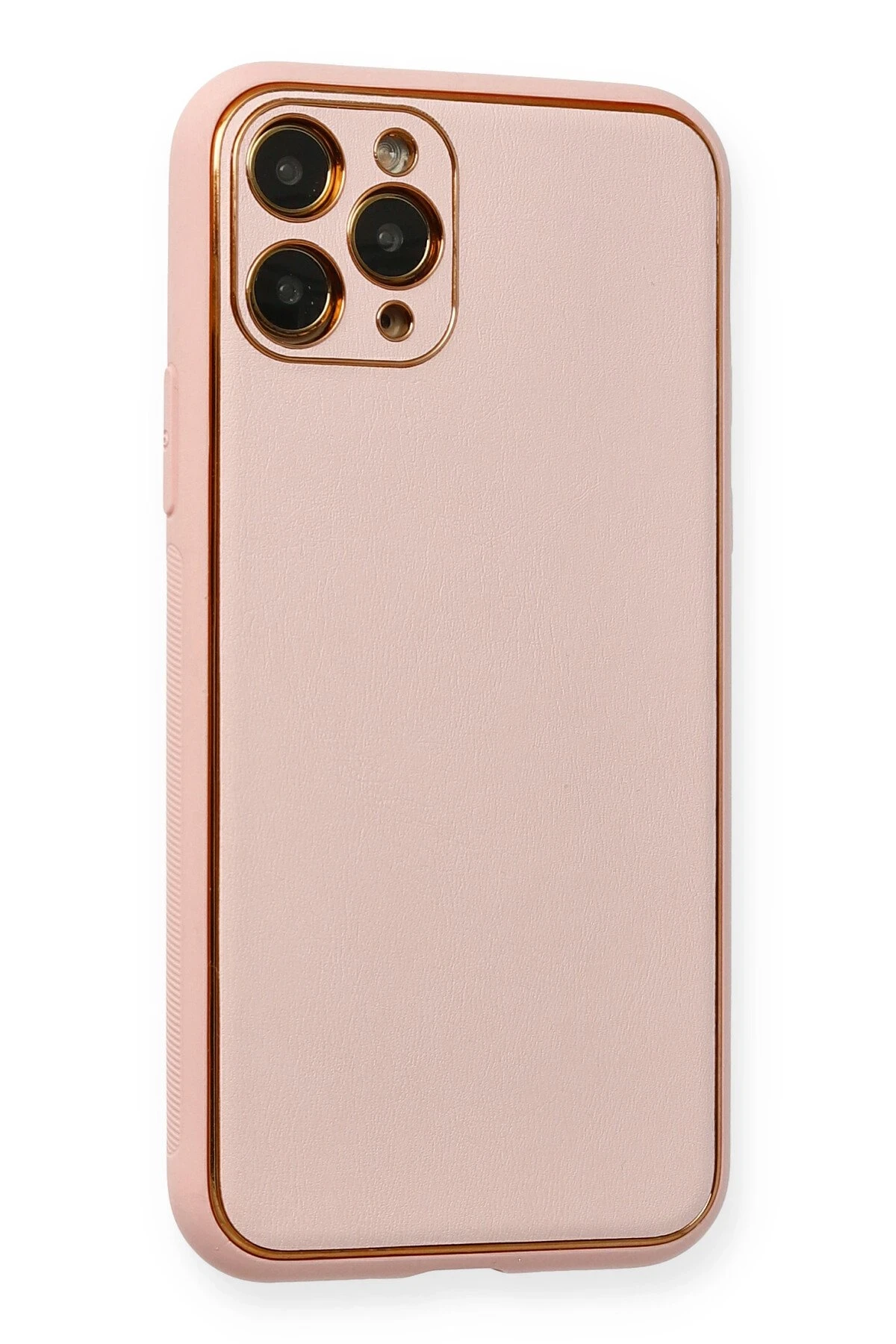 Newface iPhone 11 Pro Max Kılıf Coco Deri Silikon Kapak - Pembe