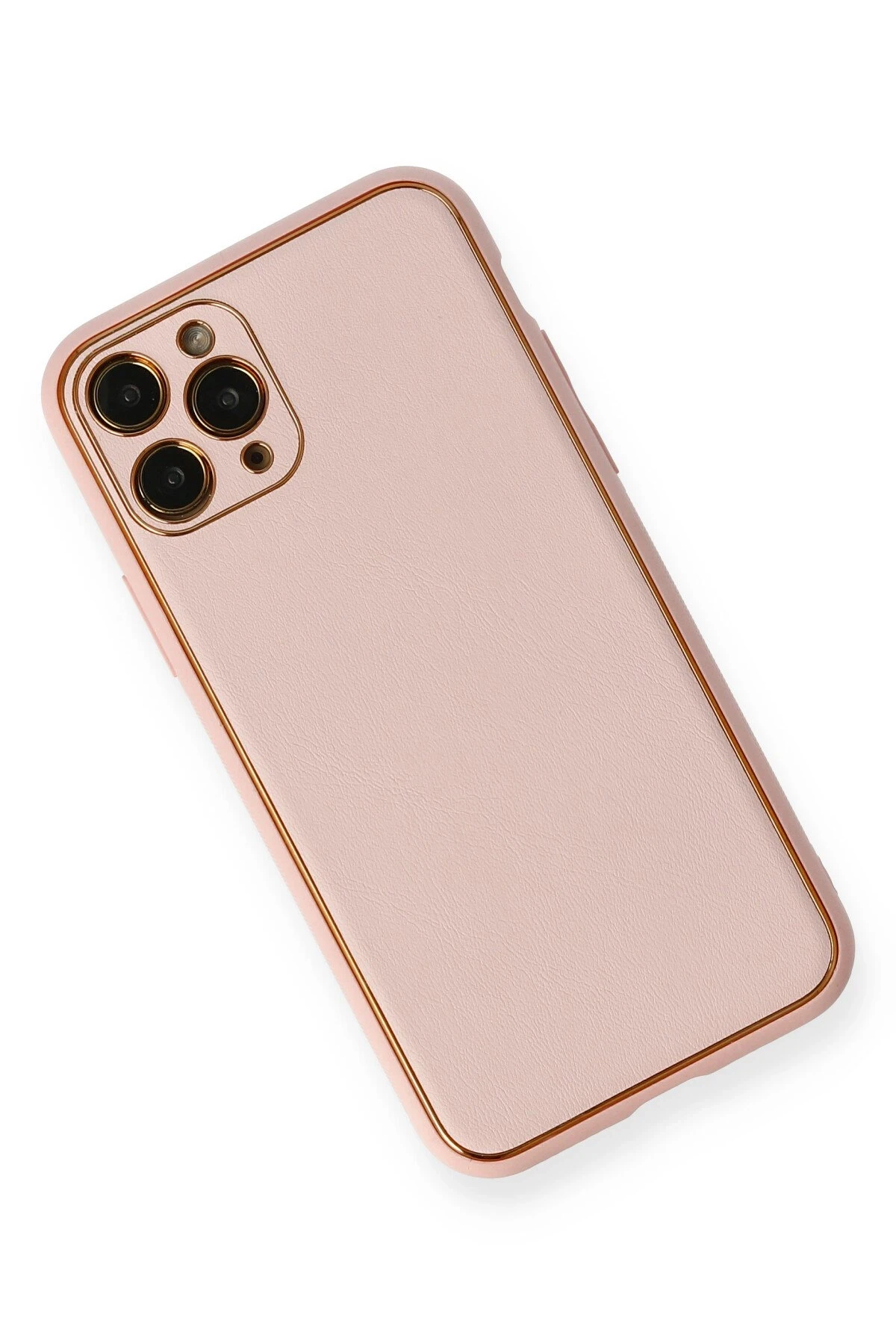 Newface iPhone 11 Pro Max Kılıf Coco Deri Silikon Kapak - Pembe