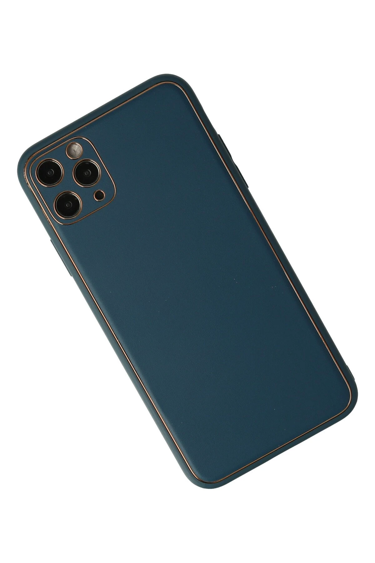 Newface iPhone 11 Pro Max Kılıf Coco Deri Silikon Kapak - Mavi