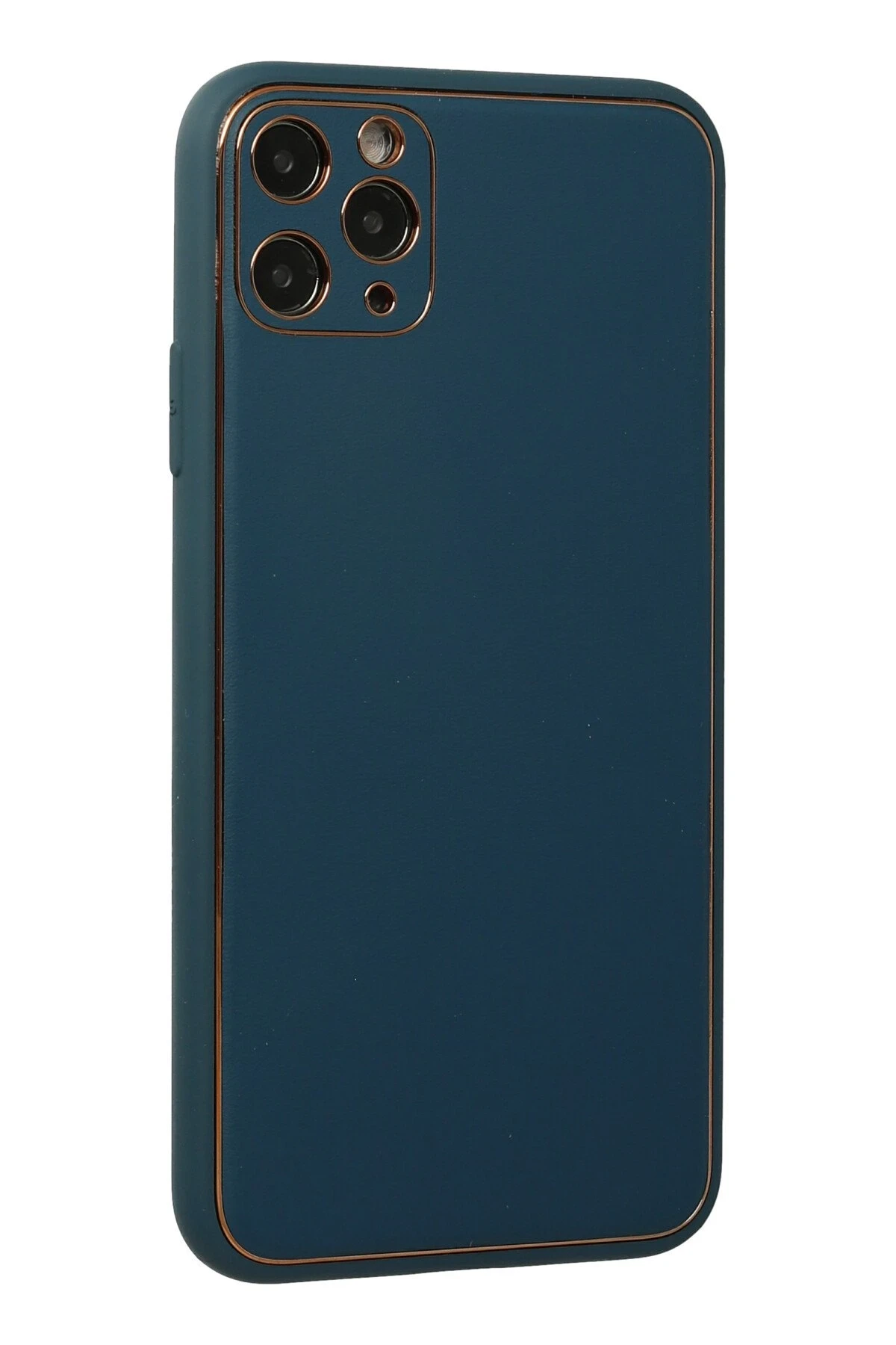 Newface iPhone 11 Pro Max Kılıf Coco Deri Silikon Kapak - Mavi