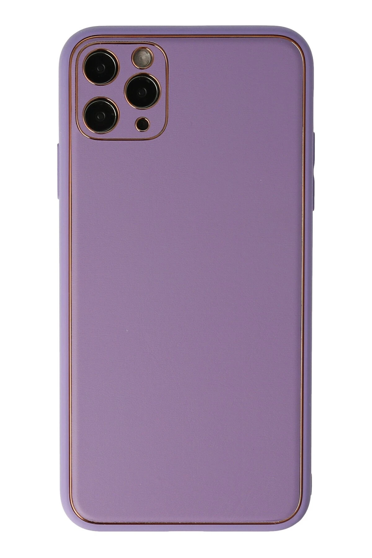 Newface iPhone 11 Pro Max Kılıf Coco Deri Silikon Kapak - Lila