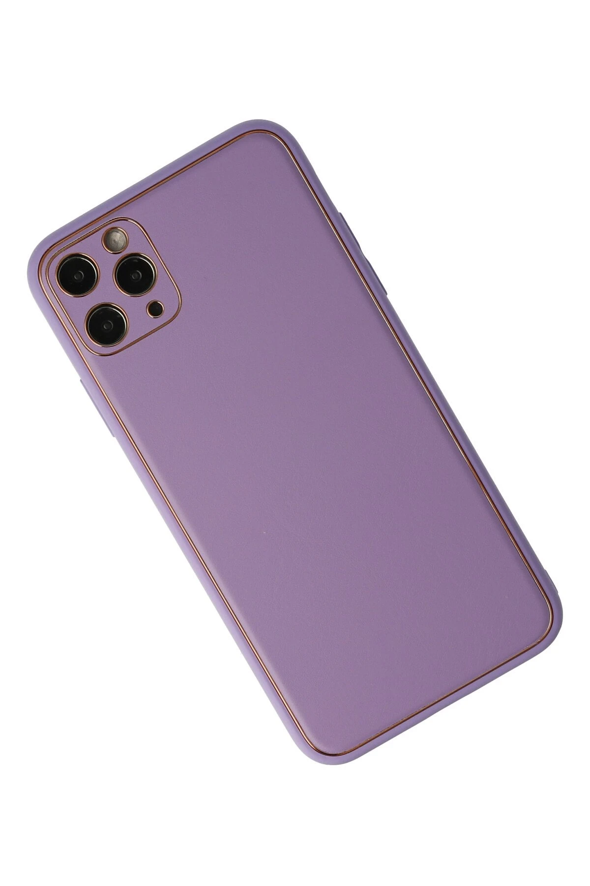 Newface iPhone 11 Pro Max Kılıf Coco Deri Silikon Kapak - Lila