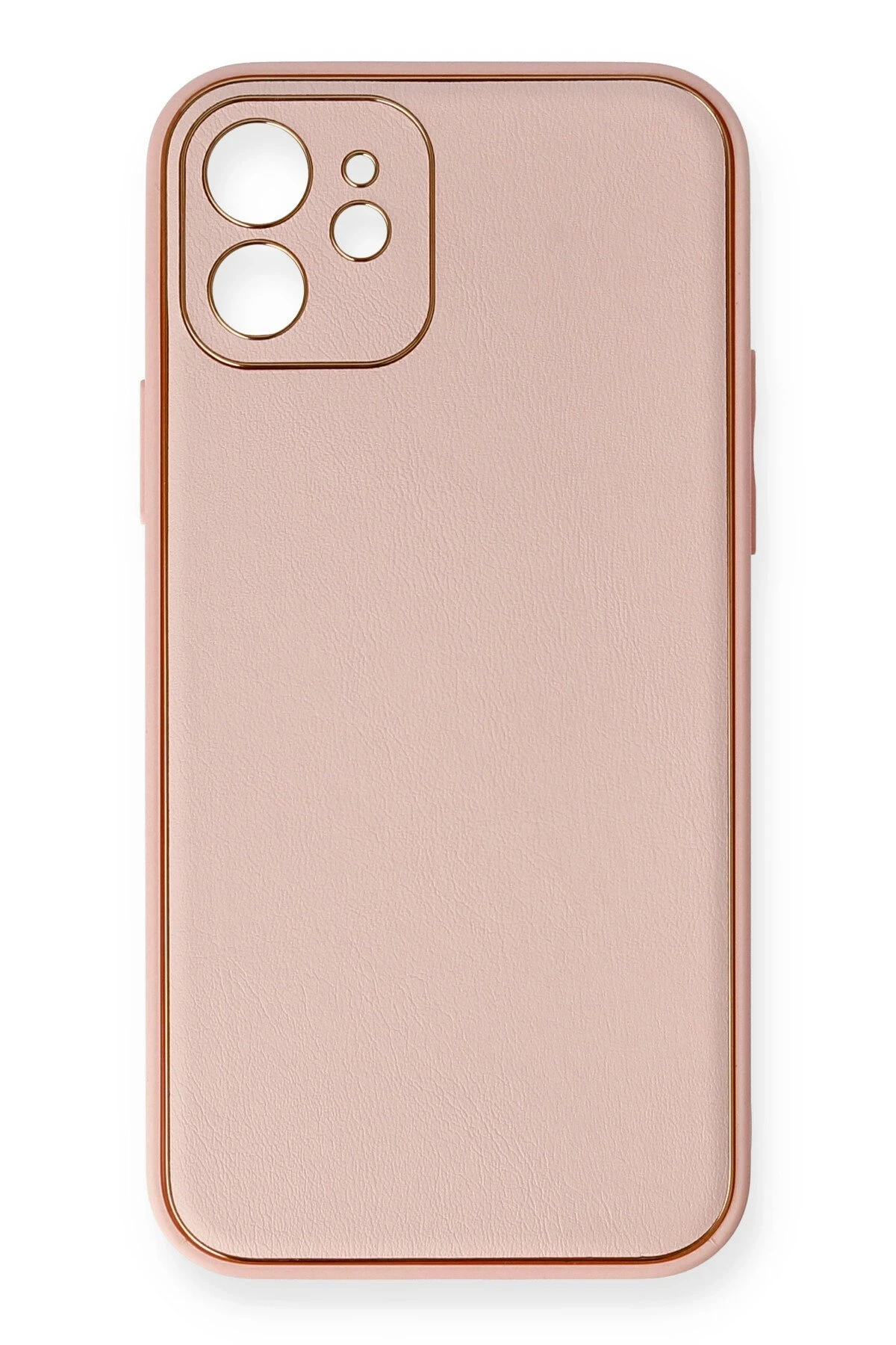 Newface iPhone 12 Kılıf Coco Deri Silikon Kapak - Pembe