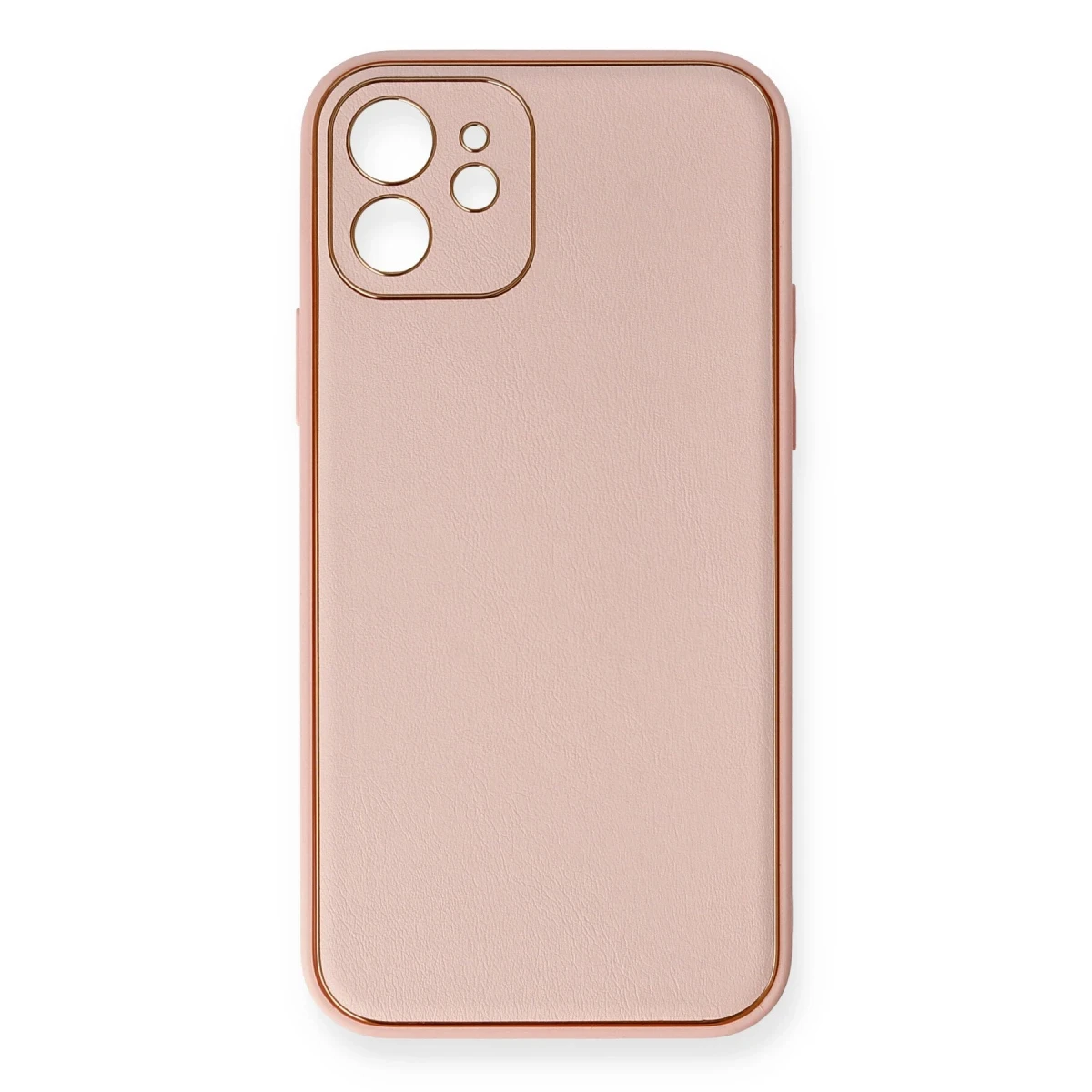 Newface Apple iPhone 12 Kılıf Coco Deri Silikon Kapak - Pembe
