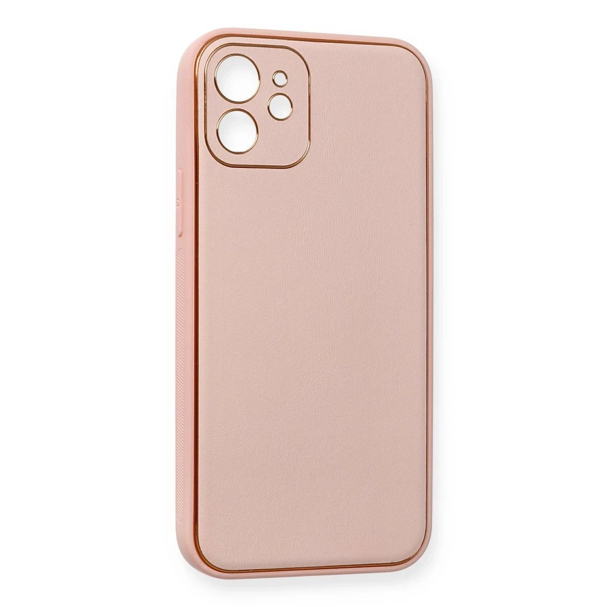 Newface Apple iPhone 12 Kılıf Coco Deri Silikon Kapak - Pembe