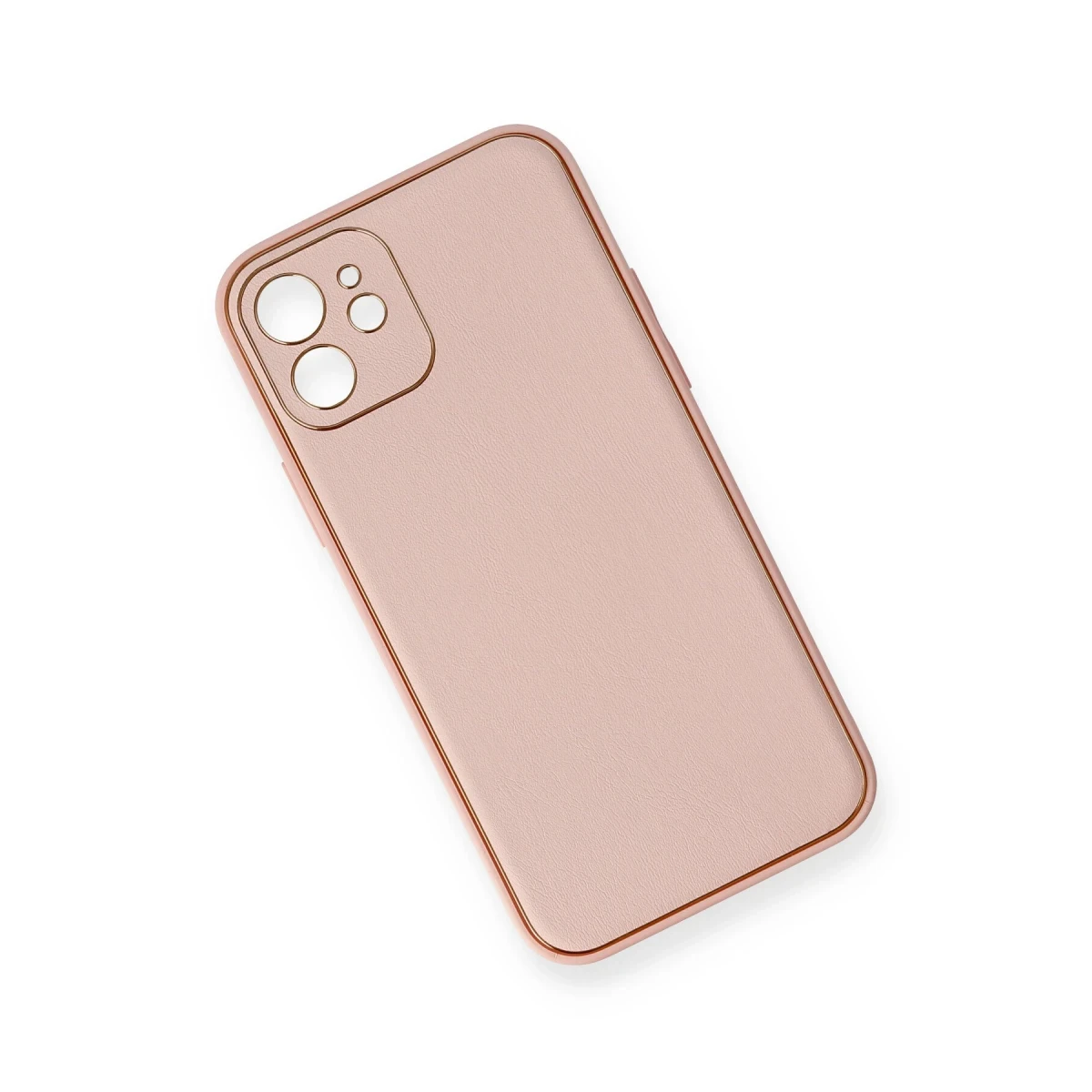 Newface Apple iPhone 12 Kılıf Coco Deri Silikon Kapak - Pembe