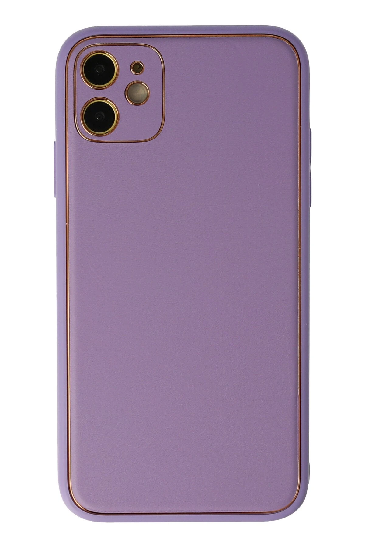 Newface iPhone 12 Kılıf Coco Deri Silikon Kapak - Lila