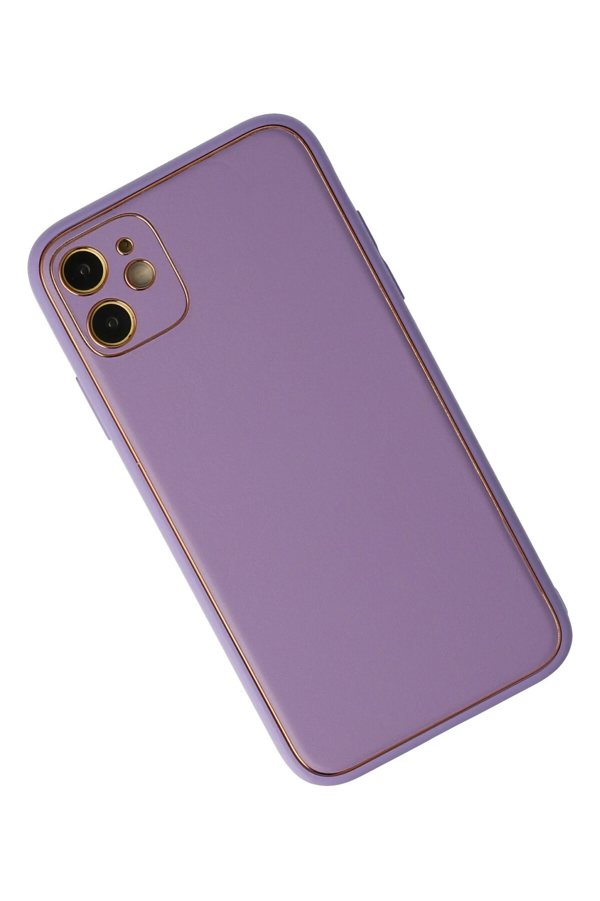 Newface iPhone 12 Kılıf Coco Deri Silikon Kapak - Lila
