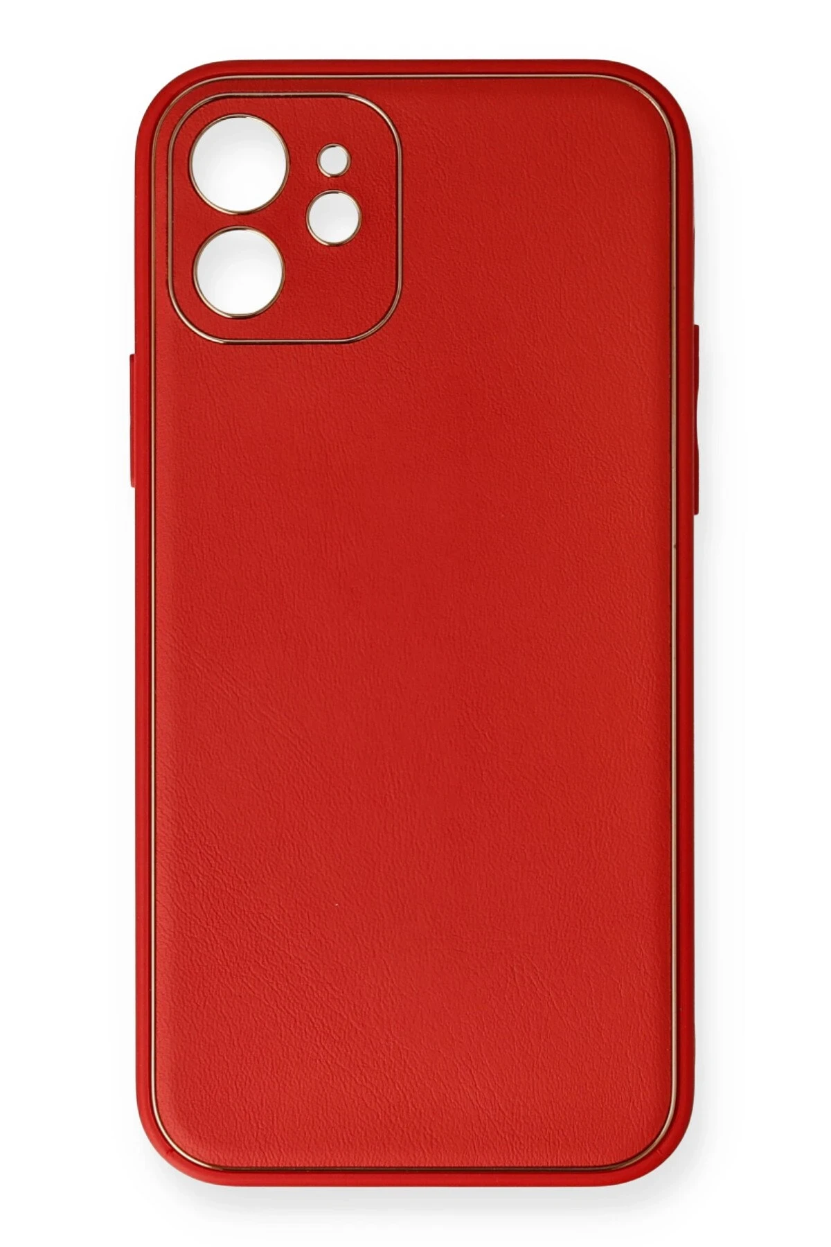Newface iPhone 12 Mini Kılıf Coco Deri Silikon Kapak - Kırmızı