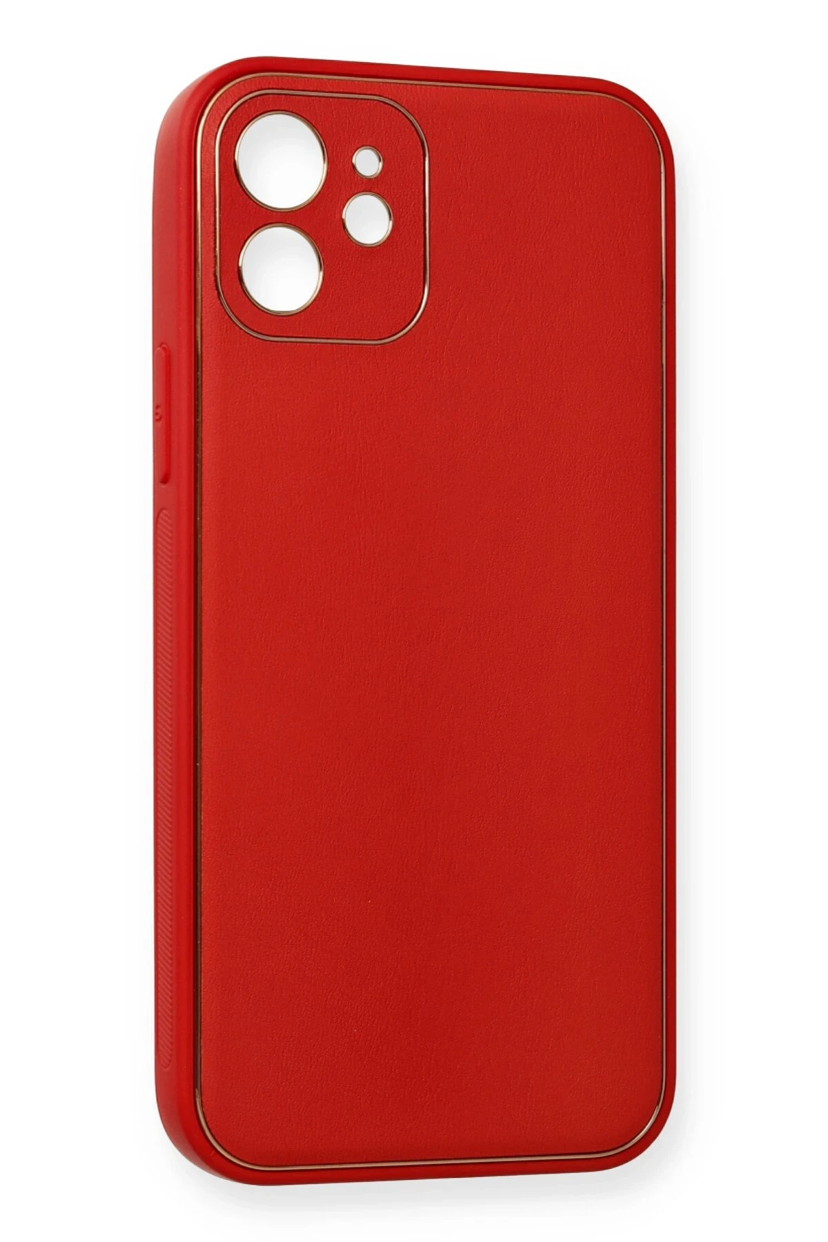Newface iPhone 12 Mini Kılıf Coco Deri Silikon Kapak - Kırmızı