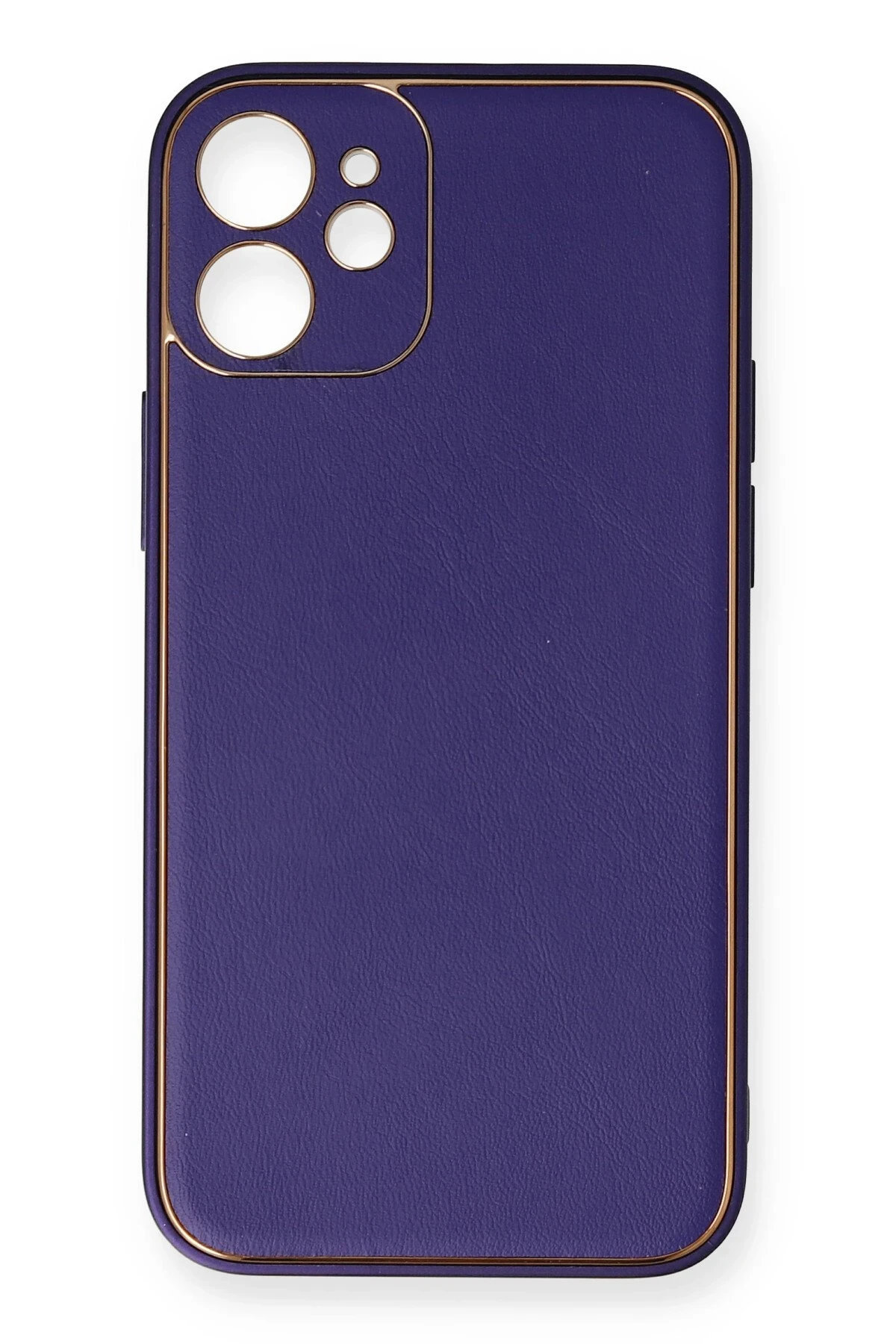 Newface iPhone 12 Mini Kılıf Coco Deri Silikon Kapak - Mor