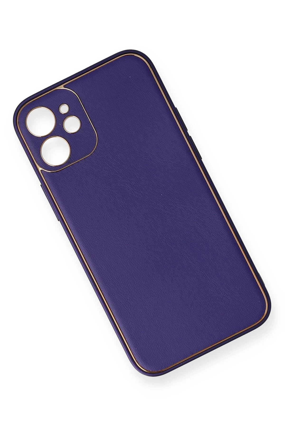 Newface iPhone 12 Mini Kılıf Coco Deri Silikon Kapak - Mor