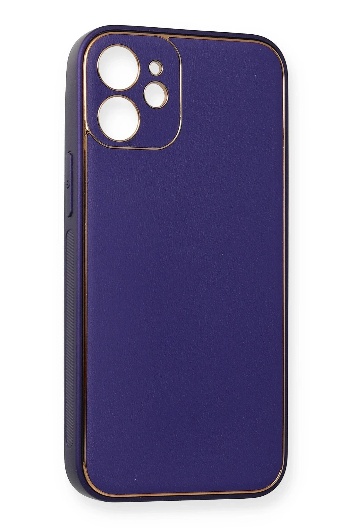 Newface iPhone 12 Mini Kılıf Coco Deri Silikon Kapak - Mor