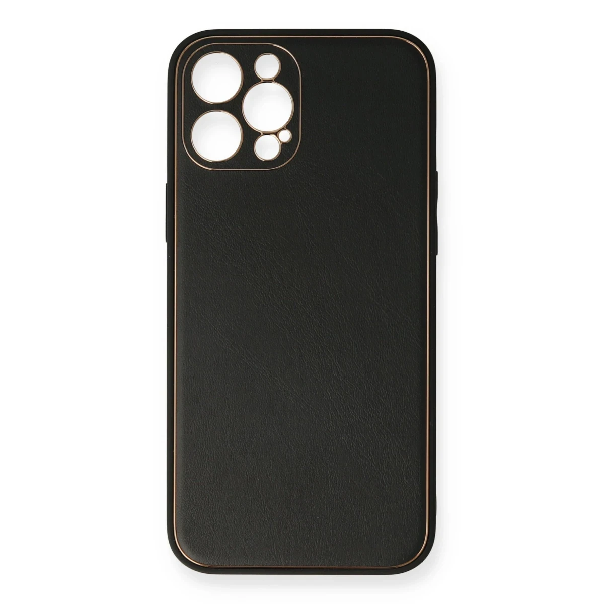 Newface Apple iPhone 12 Pro Kılıf Coco Deri Silikon Kapak - Siyah