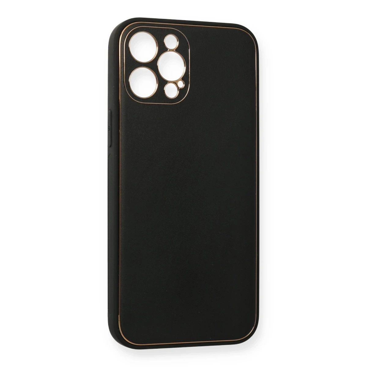 Newface Apple iPhone 12 Pro Kılıf Coco Deri Silikon Kapak - Siyah