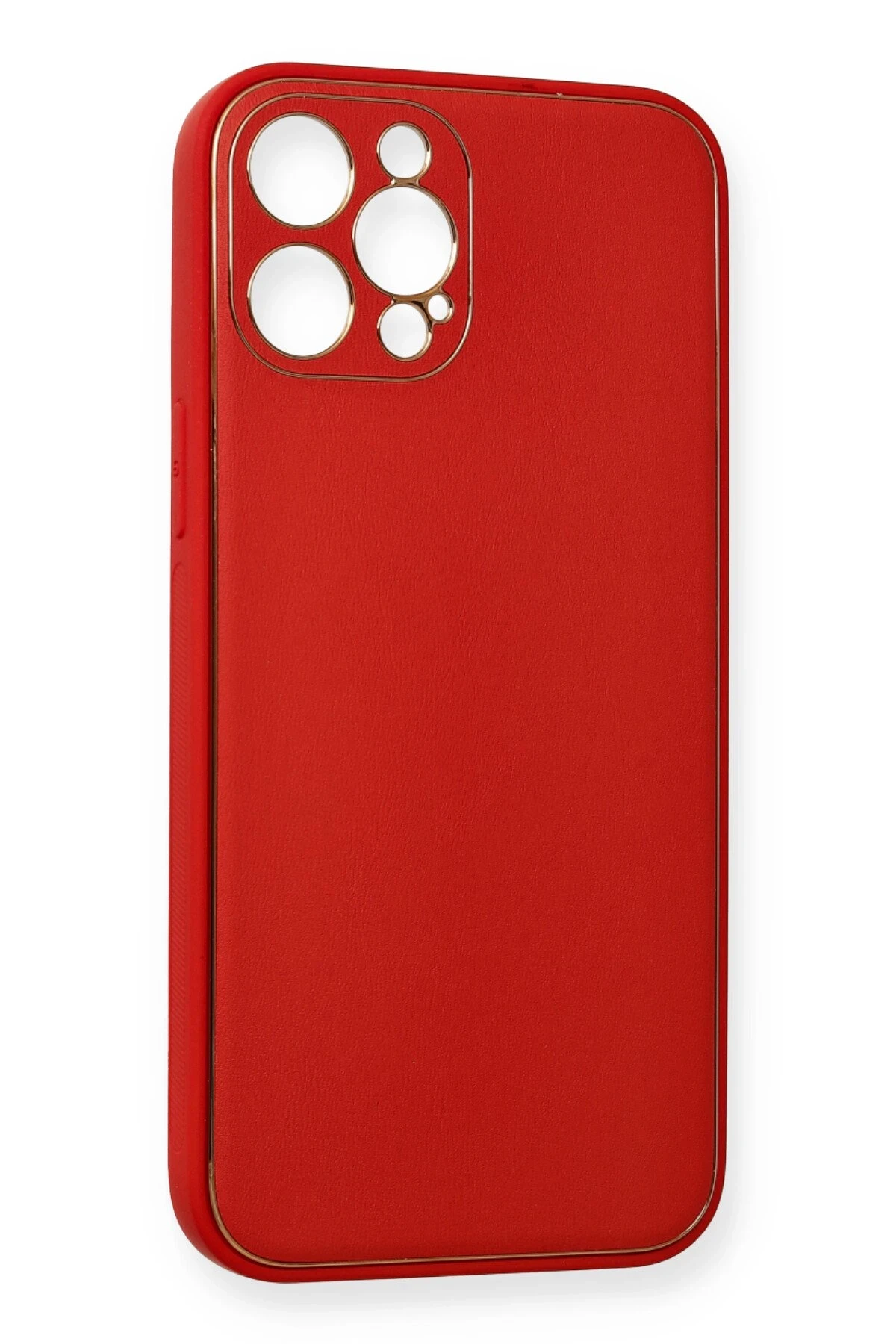 Newface iPhone 12 Pro Kılıf Coco Deri Silikon Kapak - Kırmızı