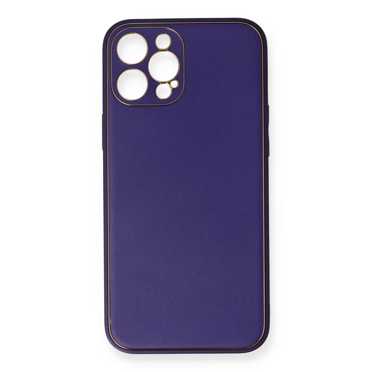 Newface Apple iPhone 12 Pro Kılıf Coco Deri Silikon Kapak - Mor