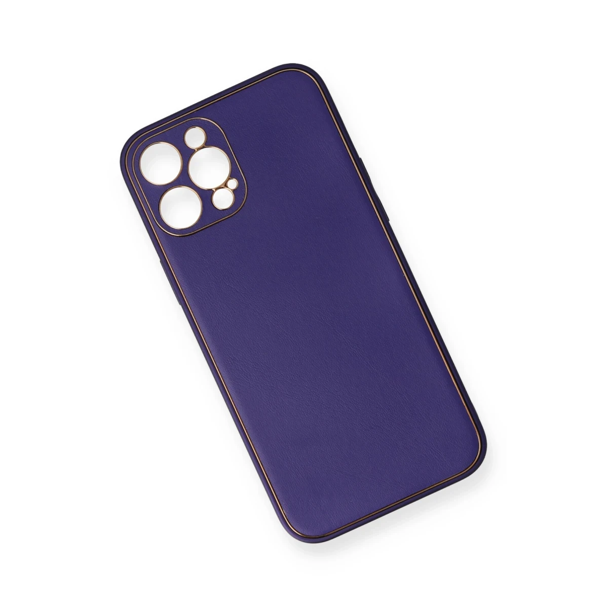 Newface Apple iPhone 12 Pro Kılıf Coco Deri Silikon Kapak - Mor