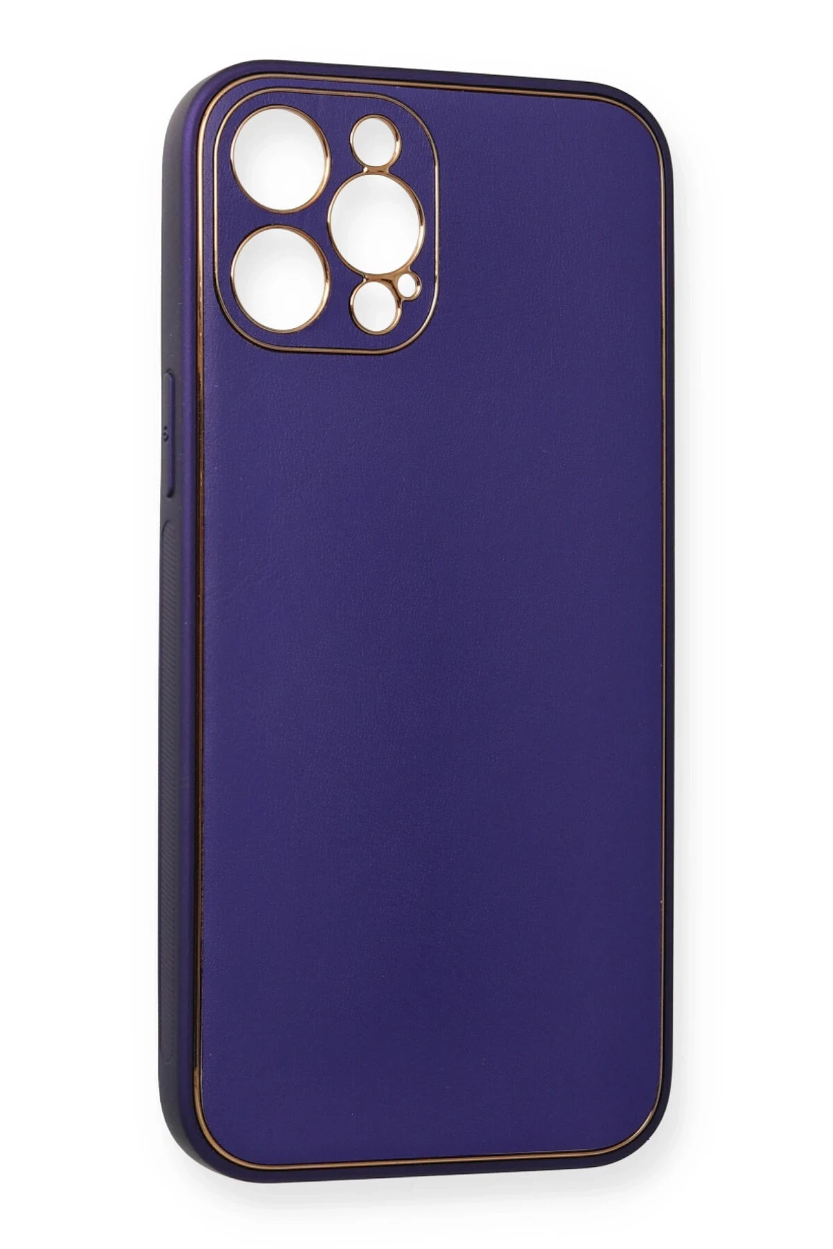 Newface iPhone 12 Pro Kılıf Coco Deri Silikon Kapak - Mor