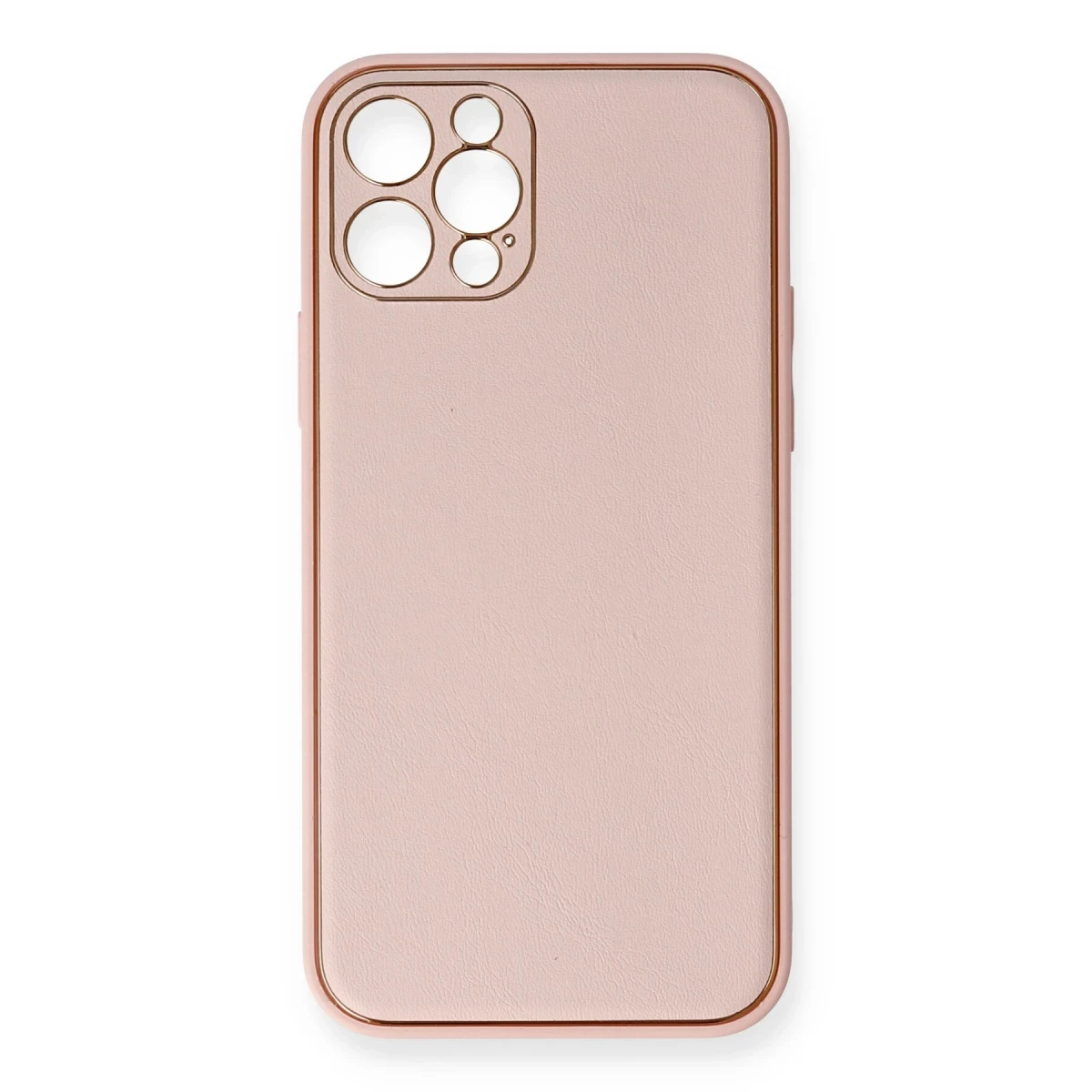 Newface Apple iPhone 12 Pro Kılıf Coco Deri Silikon Kapak - Pembe