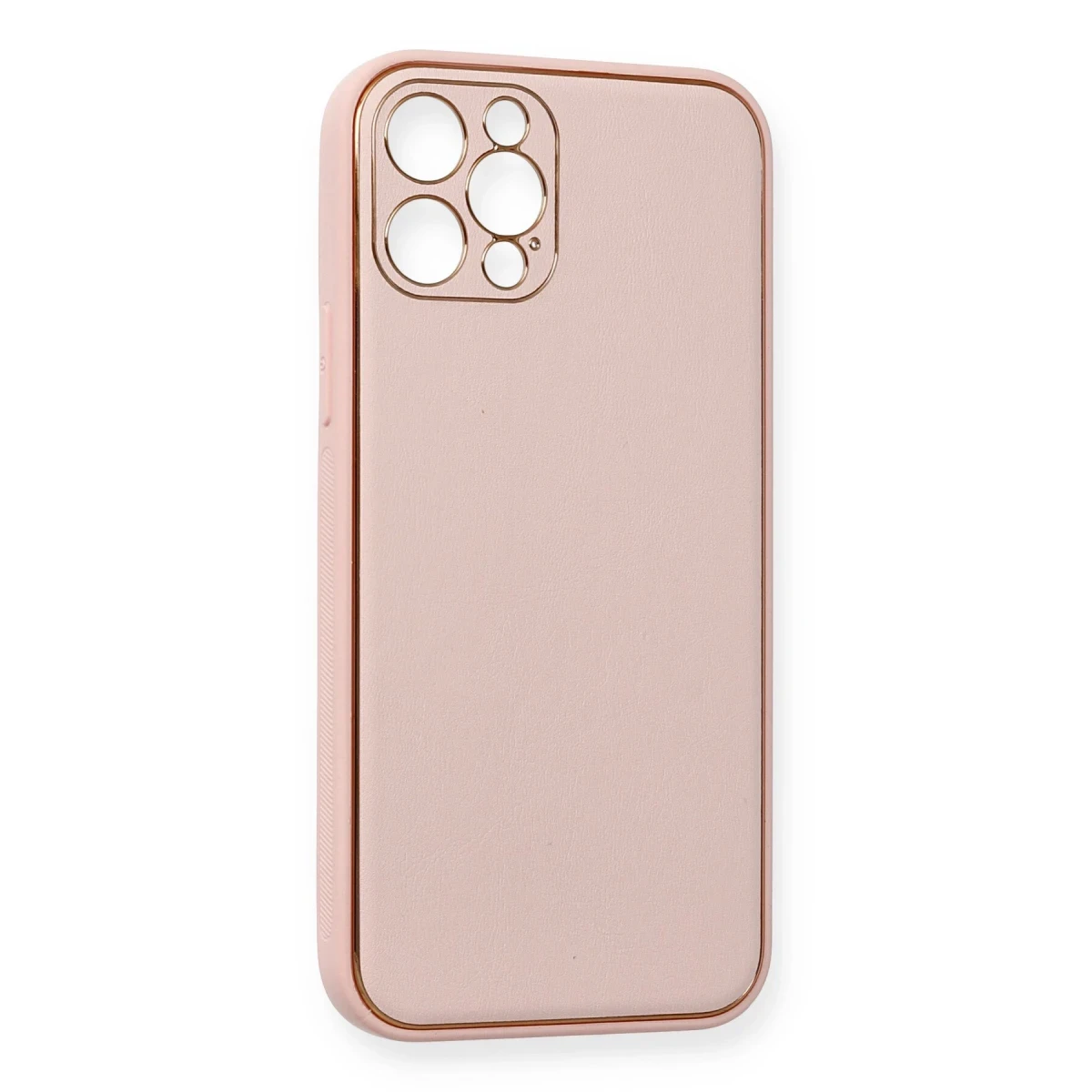 Newface Apple iPhone 12 Pro Kılıf Coco Deri Silikon Kapak - Pembe