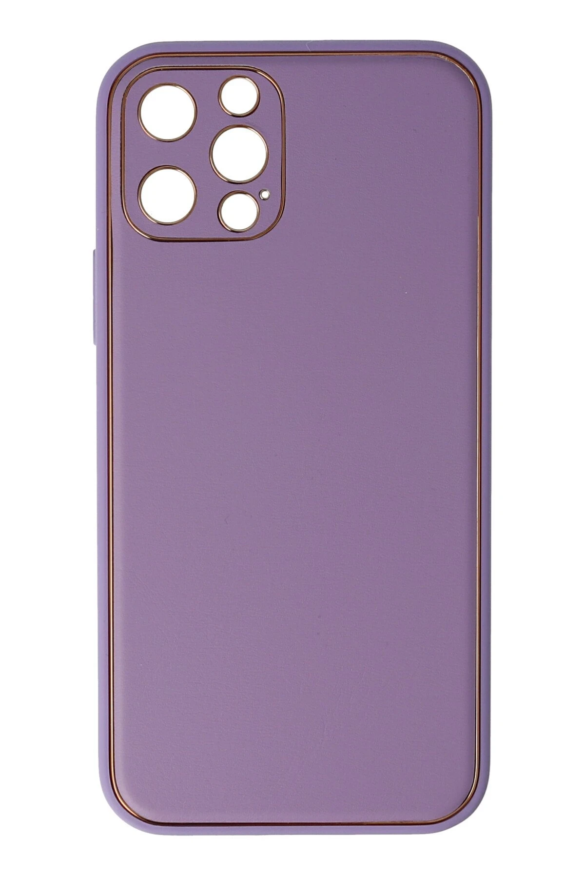 Newface iPhone 12 Pro Kılıf Coco Deri Silikon Kapak - Lila