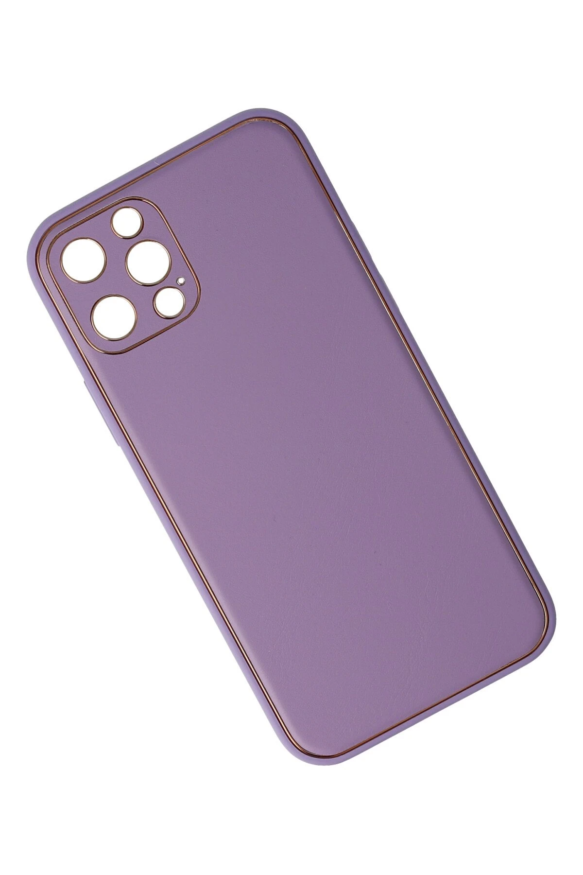 Newface iPhone 12 Pro Kılıf Coco Deri Silikon Kapak - Lila