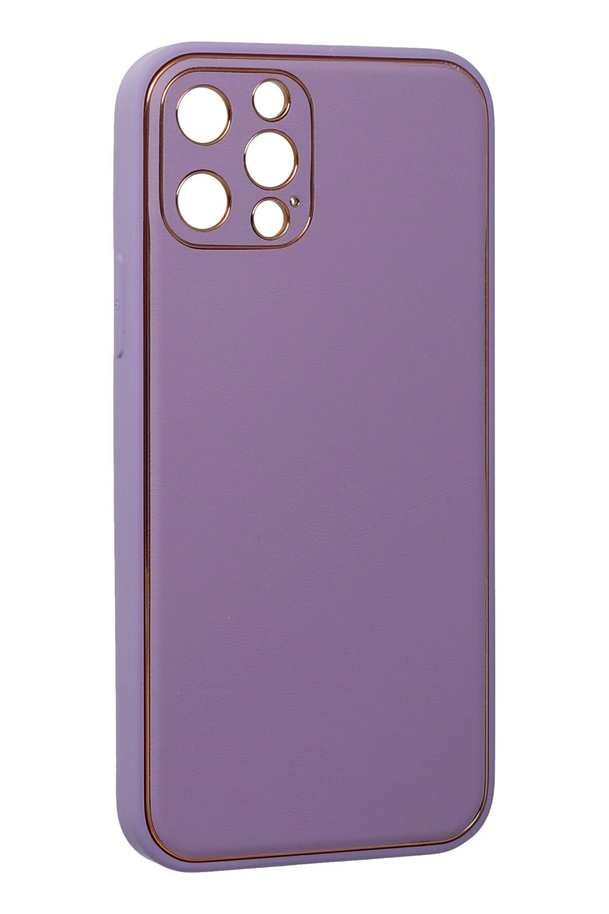 Newface iPhone 12 Pro Kılıf Coco Deri Silikon Kapak - Lila