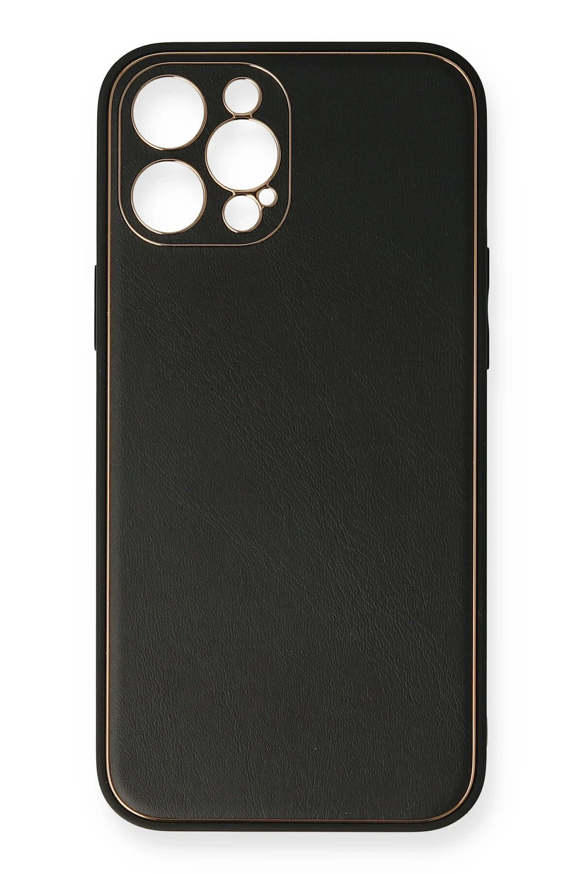 Newface iPhone 12 Pro Max Kılıf Coco Deri Silikon Kapak - Siyah