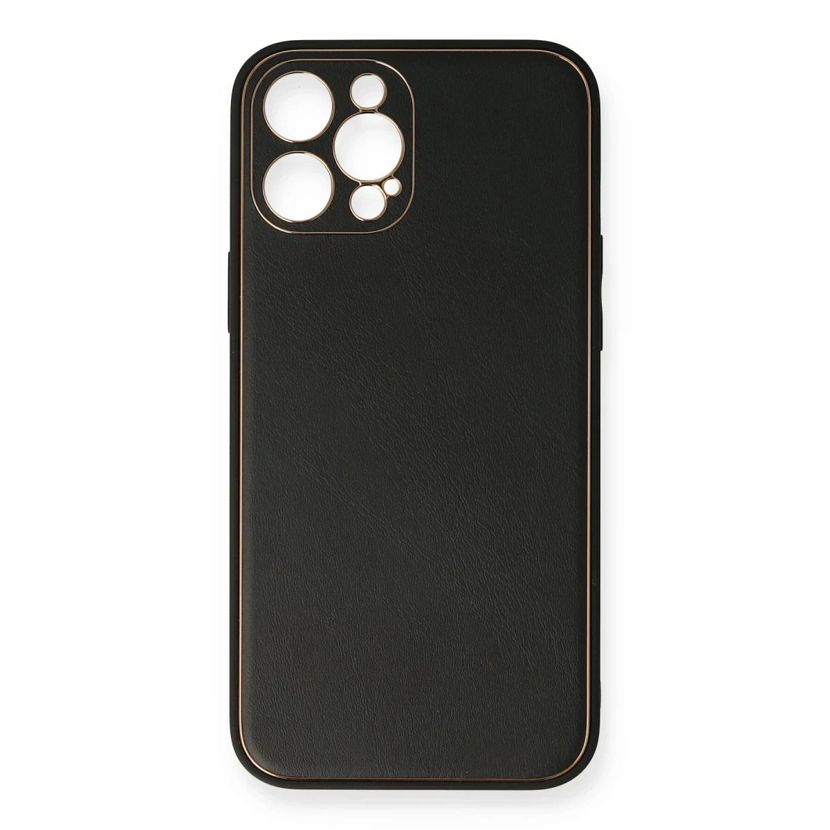 Newface Apple iPhone 12 Pro Max Kılıf Coco Deri Silikon Kapak - Siyah