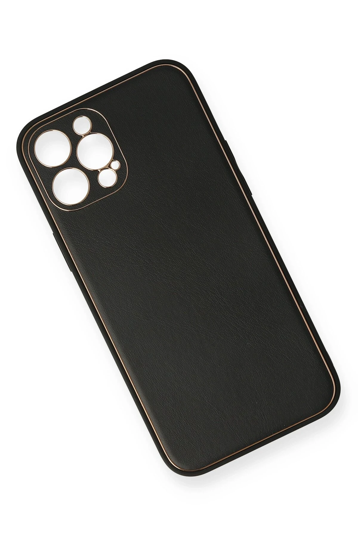 Newface iPhone 12 Pro Max Kılıf Coco Deri Silikon Kapak - Siyah